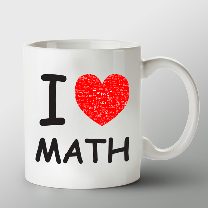 KUBEK porcelanowy z nadrukiem I LOVE MATH"