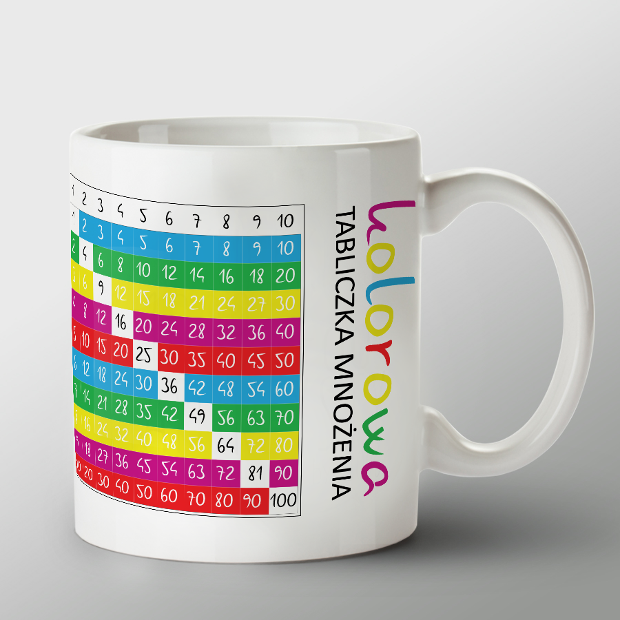 KUBEK porcelanowy z nadrukiem KOLOROWA TABLICZKA MNO�ENIA