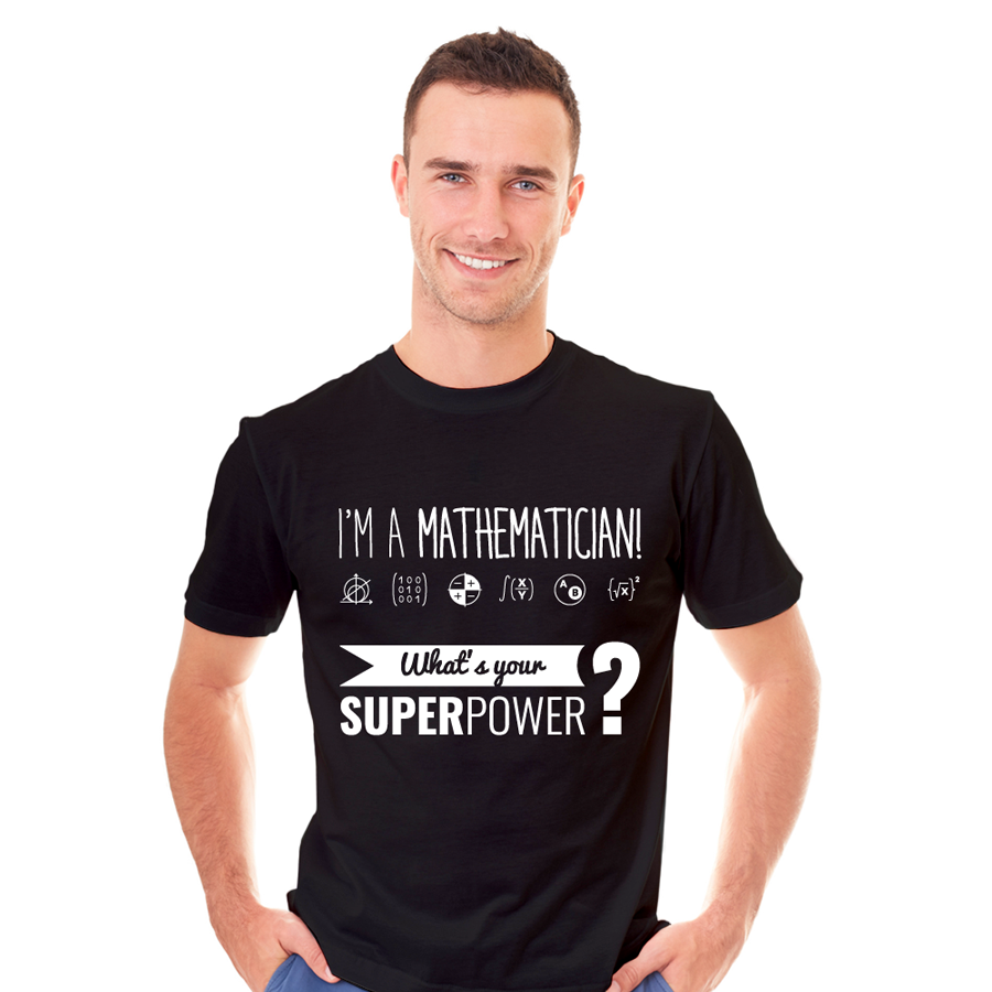 KOSZULKA MSKA "I'M A MATHEMATICIAN What is your SUPER POWER?", rozmiar: S (czarna)