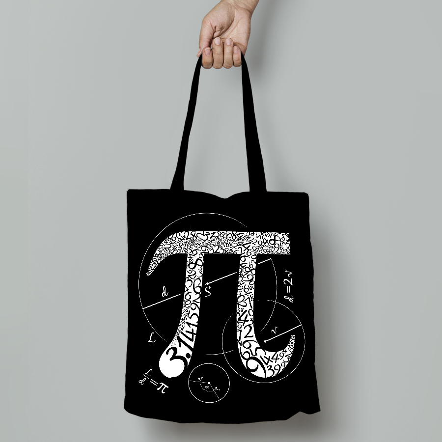 Torba baweniana z nadrukiem "PI" (czarna)