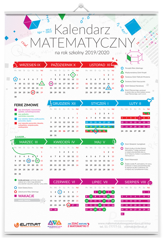 Kalendarz Matematyczny na nowy rok szkolny 2019/2020