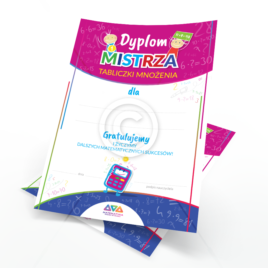 Dyplom "Mistrz Tabliczki Mnoenia" - Pakiet S (10 szt.)