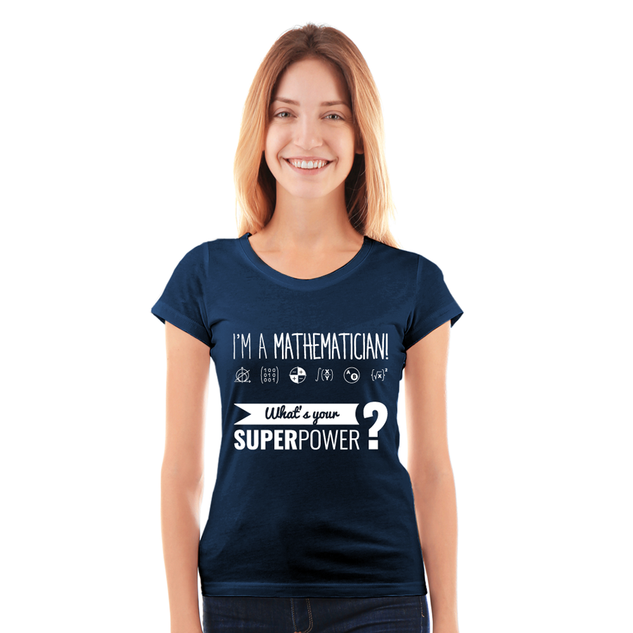 KOSZULKA DAMSKA "I'M A MATHEMATICIAN What is your SUPER POWER?", rozmiar: XL (granatowa)