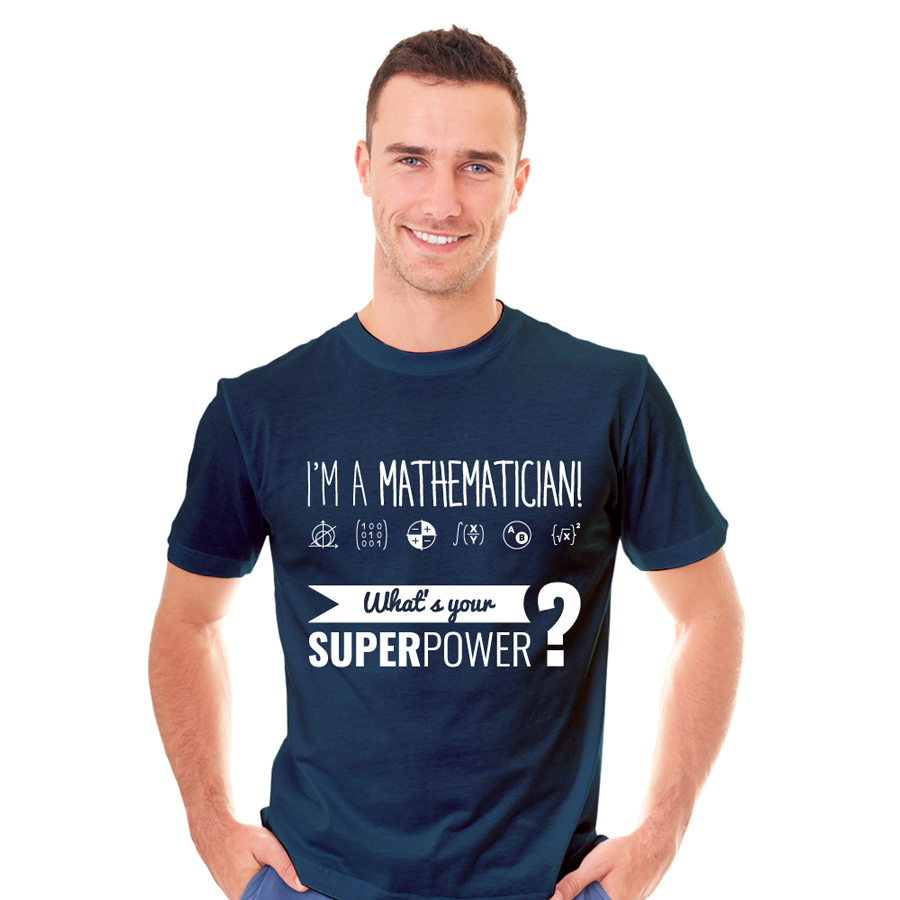 KOSZULKA MSKA "I'M A MATHEMATICIAN What is your SUPER POWER?", rozmiar: XL (granatowa)