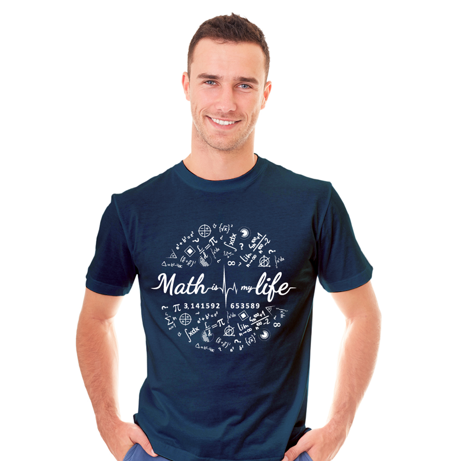 KOSZULKA MSKA "Math is my life", rozmiar: XL (granatowa)