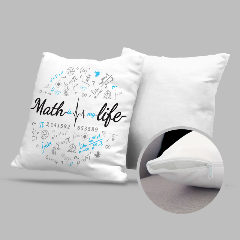 Poduszka biaa "Math is my life" - nadruk jednostronny (N)
