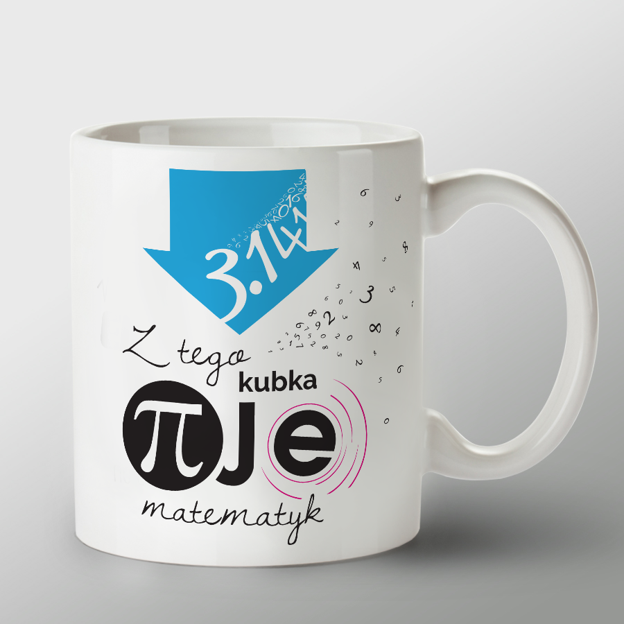 KUBEK porcelanowy z nadrukiem Z tego kubka PIje matematyk" (kolor)