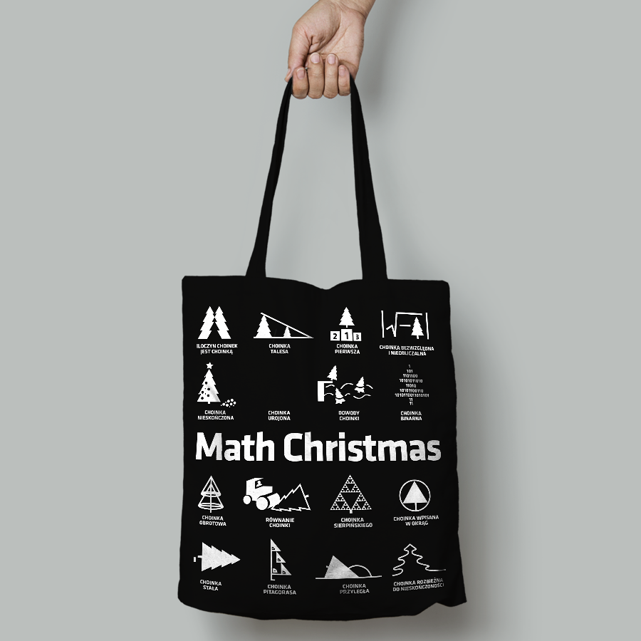 Torba baweniana z nadrukiem "Math Christmas" (czarna)