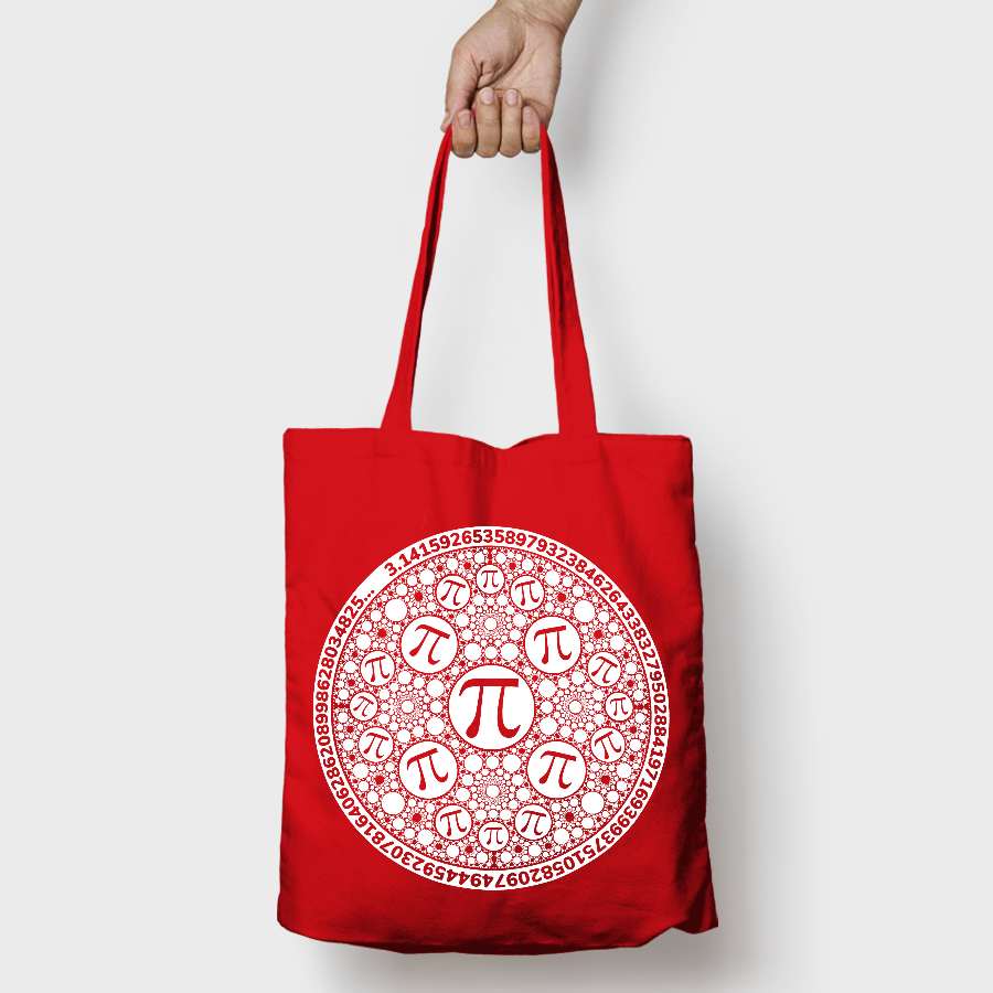 Torba bawe�niana z nadrukiem "Fraktal z Pi" (czerwona)