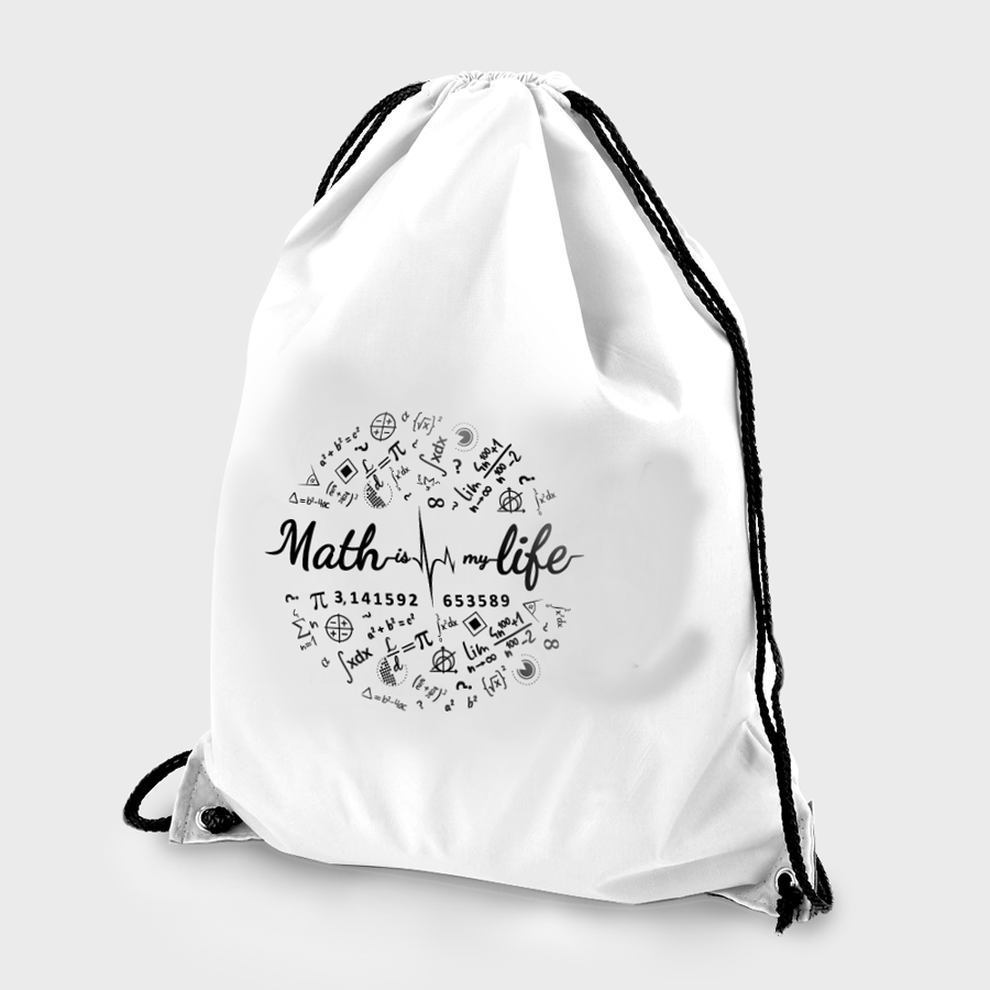 Plecak z nadrukiem "Math is my life" - wersja standard (biay)