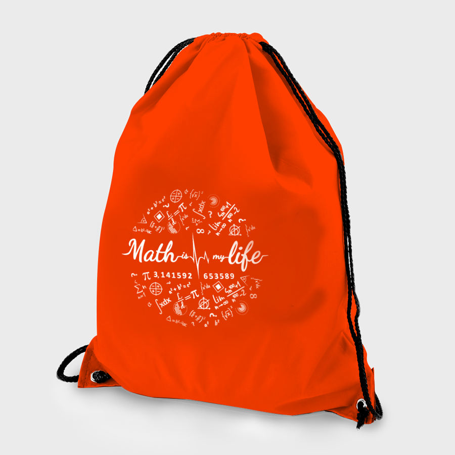 Plecak z nadrukiem "Math is my life" - wersja standard (pomaraczowy)