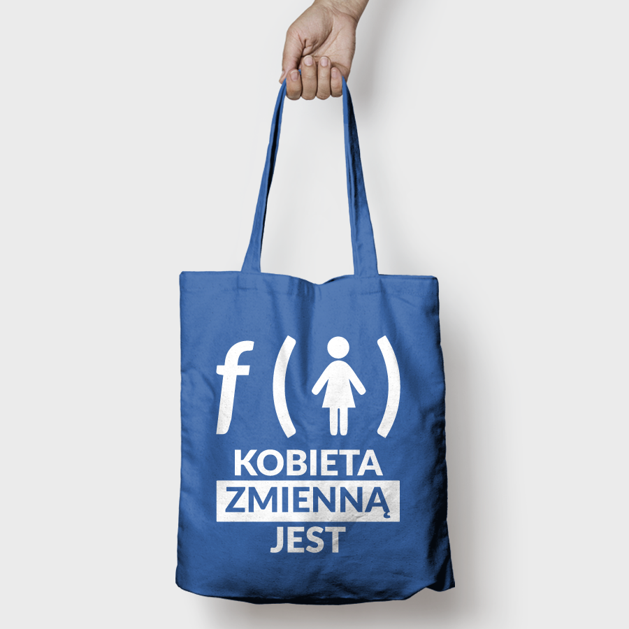 Torba bawe�niana z nadrukiem "Kobieta zmienn� jest" (niebieska)