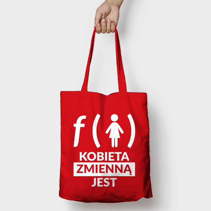 Torba bawe�niana z nadrukiem "Kobieta zmienn� jest" (czerwona)