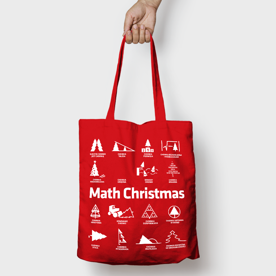Torba baweniana z nadrukiem "Math Christmas" (czerwona)