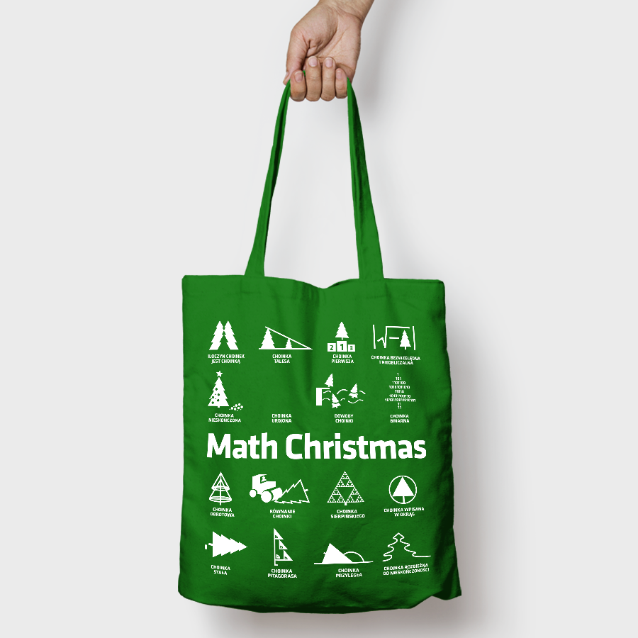 Torba baweniana z nadrukiem "Math Christmas" (zielona)