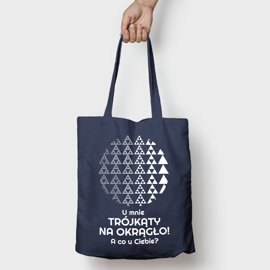 Torba baweniana z nadrukiem "Trjkty Sierpiskiego - na okrgo" (ciemnogranatowa)