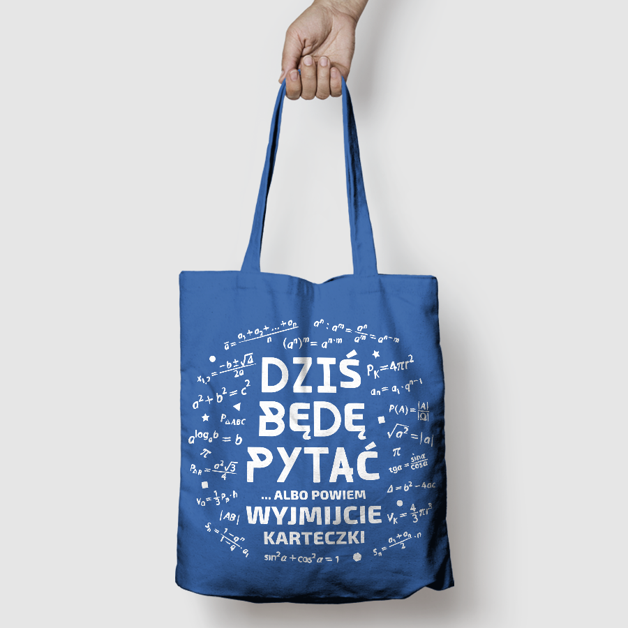 Torba bawe�niana z nadrukiem "B�d� pyta�" (niebieski)