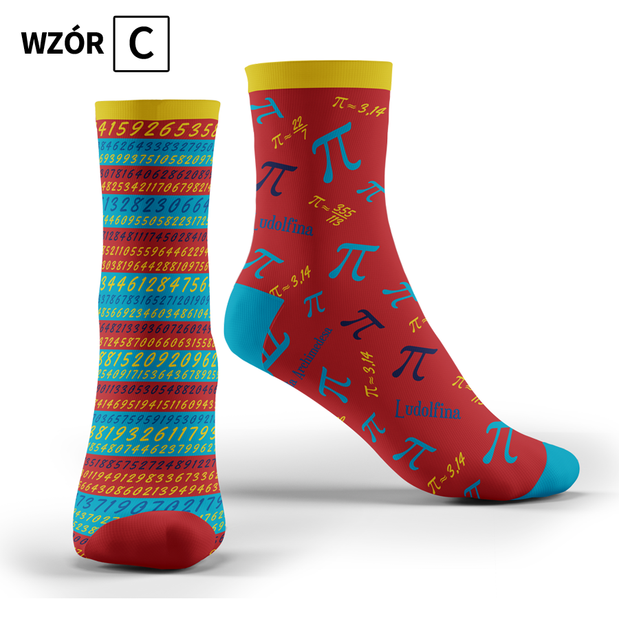 Kolorowe skarpety "Math funny socks" - wz�r C - "Liczba Pi" (36-40)