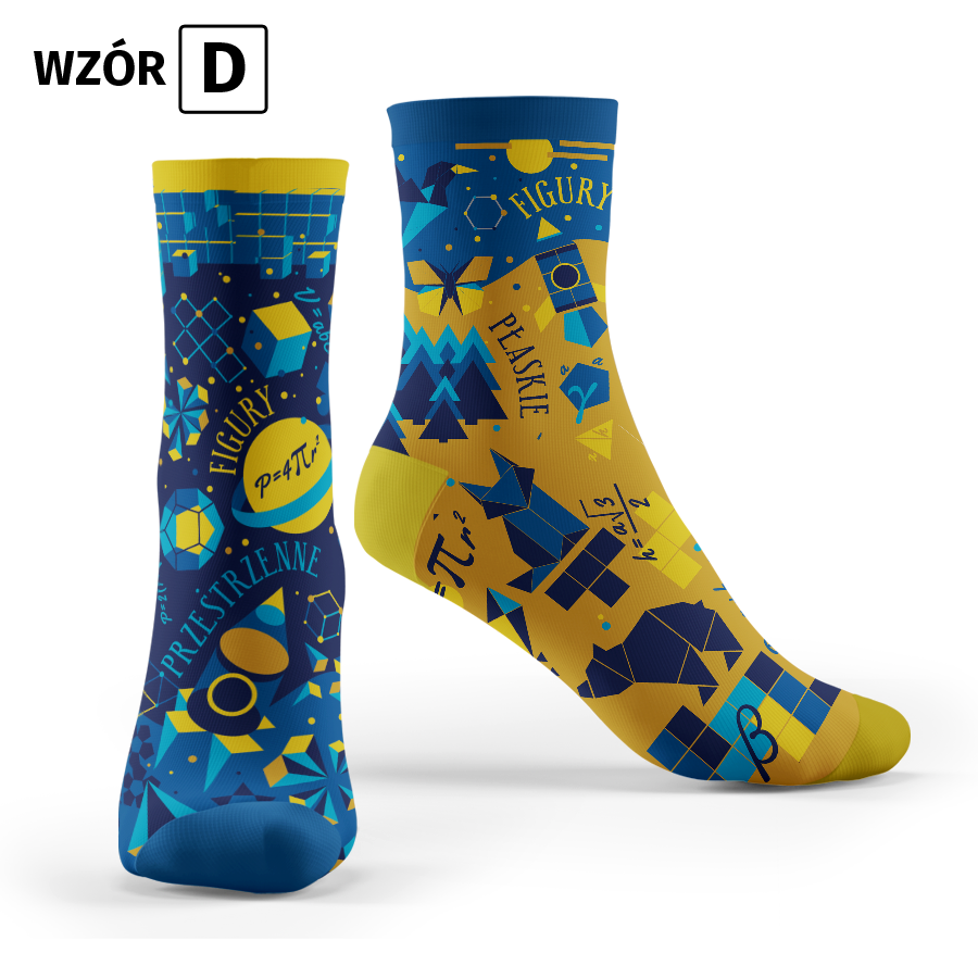 Kolorowe skarpety "Math funny socks" - wzr D - "Figury paskie i przestrzenne"