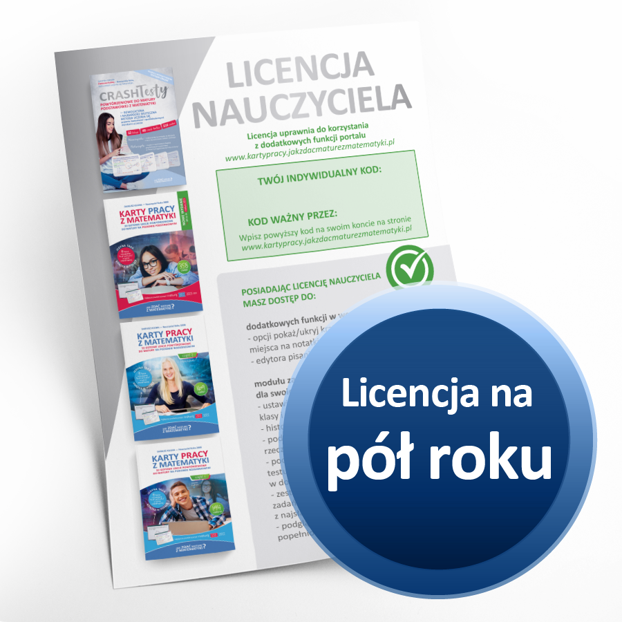 Licencja dla Nauczyciela na 6 miesicy (do ksiek z serii &quot;Karty pracy z matematyki&quot; oraz Crash Testy)