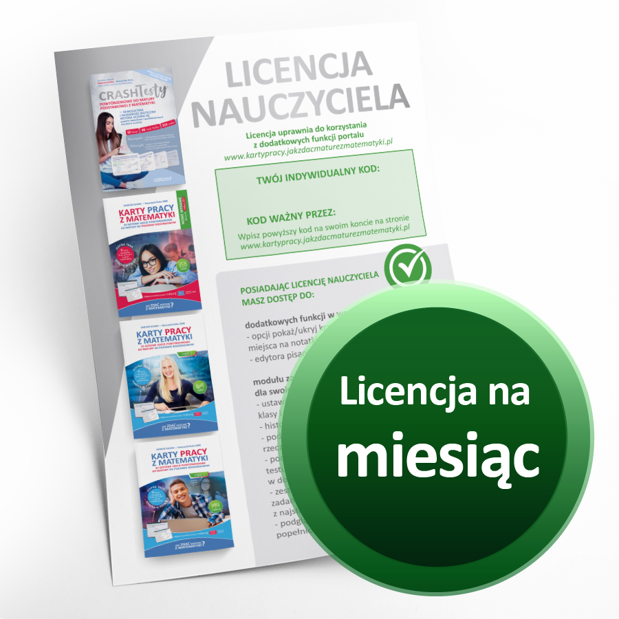 Licencja dla Nauczyciela na 1 miesic (do ksiek z serii &quot;Karty pracy z matematyki&quot; oraz Crash Testy)