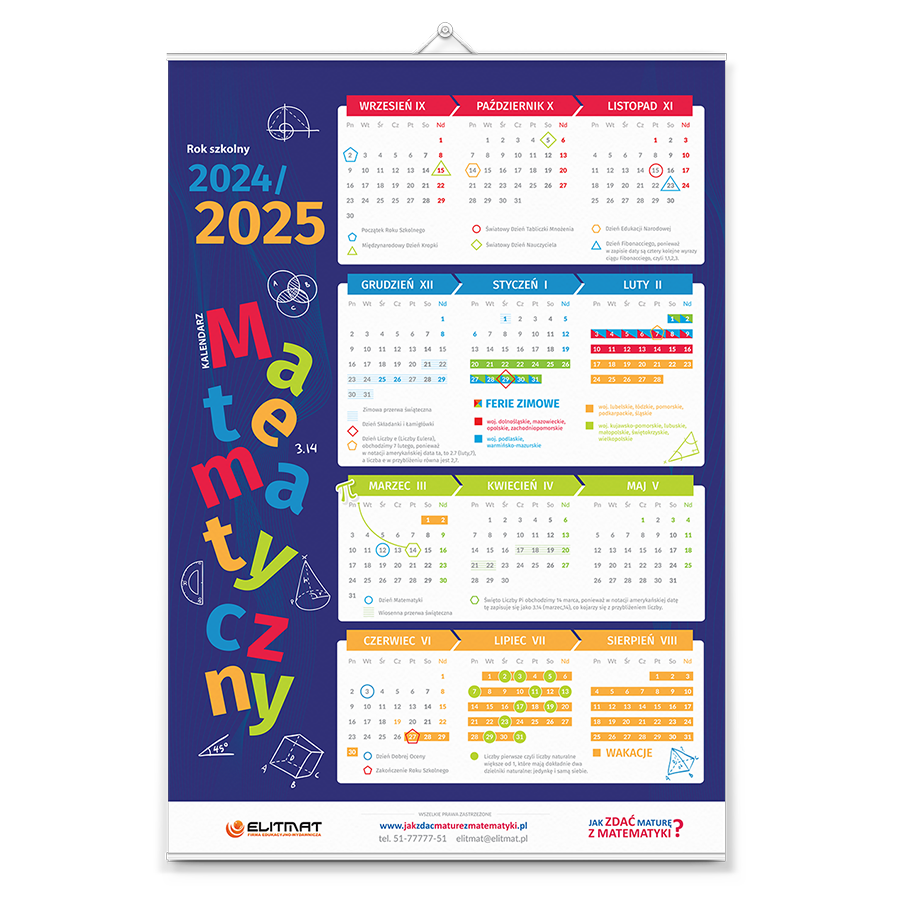 Kalendarz Matematyczny na nowy rok szkolny 2024/2025