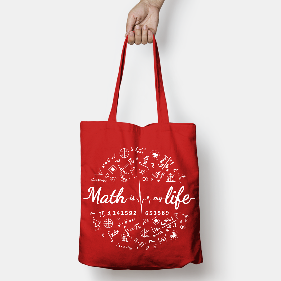 Torba baweniana z nadrukiem "Math is my life" (czerwona)