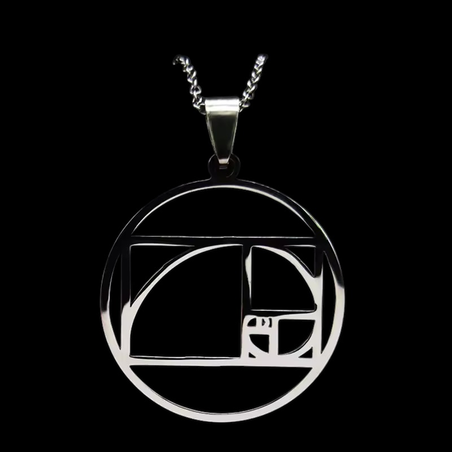 Naszyjnik ze spiral Fibonacciego  symbol harmonii i proporcji (3,2 cm)