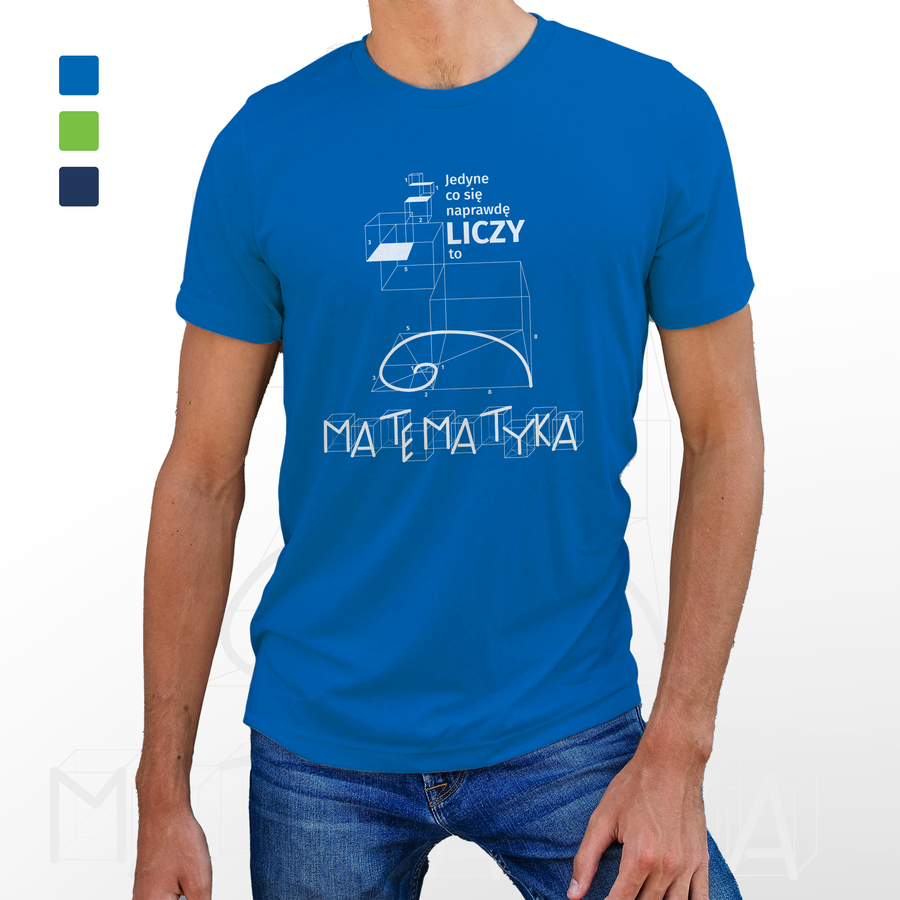 KOSZULKA MSKA "Matematyka si liczy", rozmiar: L (niebieska)