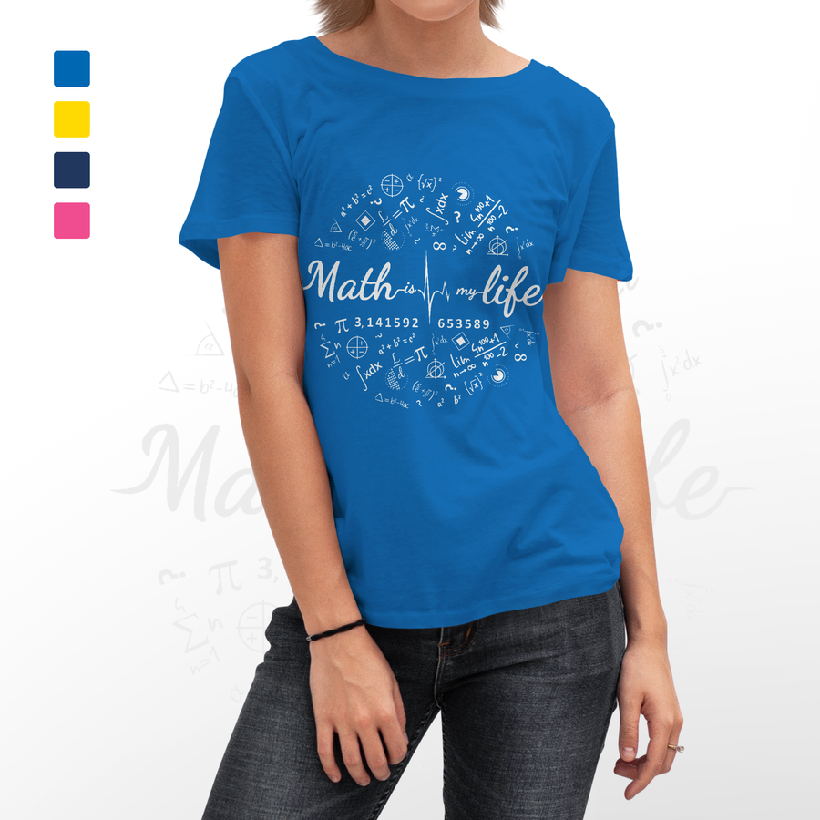 KOSZULKA DAMSKA "Math is my life", rozmiar: XL (niebieska)