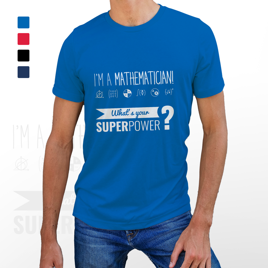 KOSZULKA MSKA "I'M A MATHEMATICIAN What is your SUPER POWER?", rozmiar: XL (niebieska)