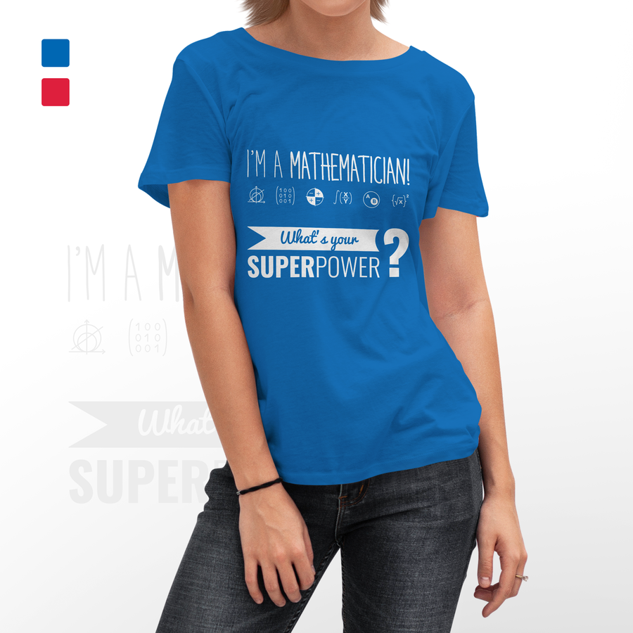 KOSZULKA DAMSKA "I'M A MATHEMATICIAN What is your SUPER POWER?", rozmiar: XL (niebieska)