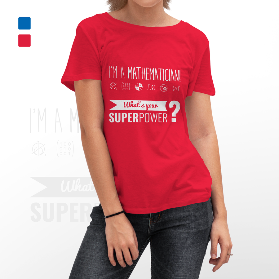 KOSZULKA DAMSKA "I'M A MATHEMATICIAN What is your SUPER POWER?", rozmiar: L (czerwona)
